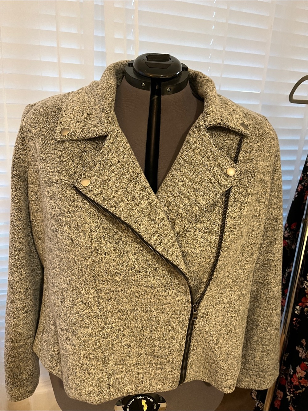 LOFT Charcoal Heather Moto Jacket 24 3x